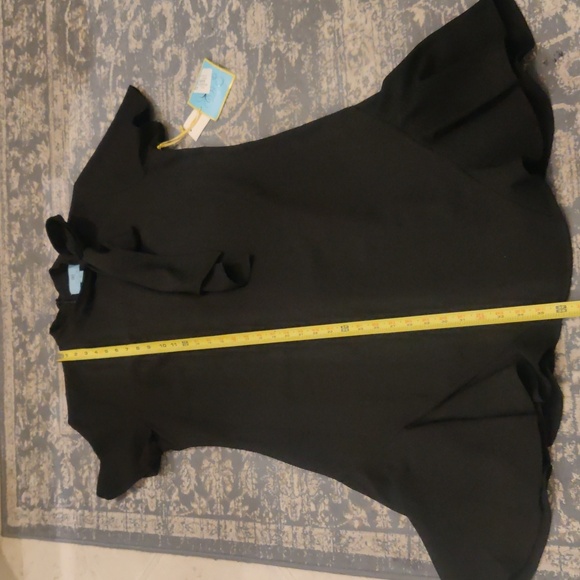 New!CeCe Bow Neck Short Sleeve A-Line Black Dress Women’s Flounce Ruffle Sz 12 - Picture 15 of 15